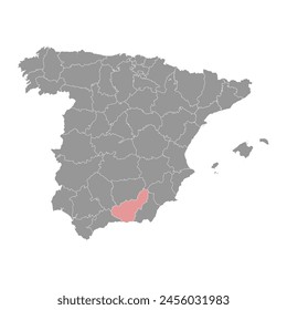 Map of the Province of a Granada, administrative division of Spain. Vector illustration.