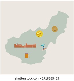 Map of the province of granada in andalusia spain with monuments or places of tourist interest