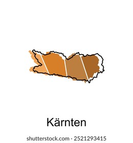 Mapa Provincia de Karnten - mapa detallado con las divisiones administrativas País austriaco, Plantilla de diseño de Vector