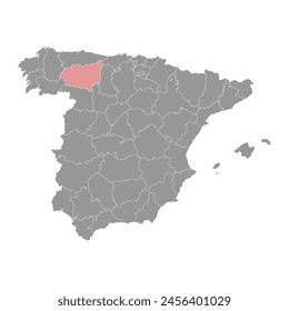 Map of the Province of a Leon, administrative division of Spain. Vector illustration.