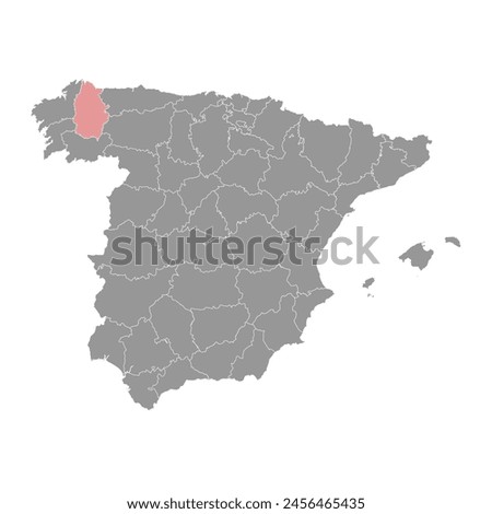 Map of the Province of a Lugo, administrative division of Spain. Vector illustration.