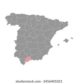 Map of the Province of Malaga, administrative division of Spain. Vector illustration.
