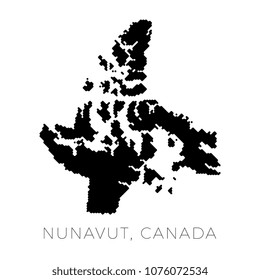 map of province nunavut canada with lined borders and rounded corners on white background