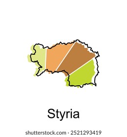 Map Province of Styria - detailed map with administrative divisions Austrian country, vector design template