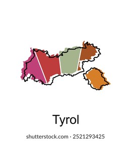 Map Province of Tyrol - detailed map with administrative divisions Austrian country, vector design template