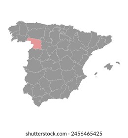 Map of the Province of Zamora, administrative division of Spain. Vector illustration.