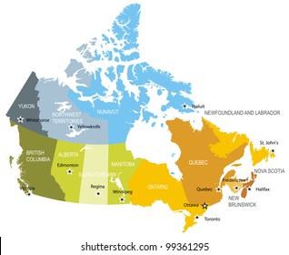 Map of provinces and territories of Canada