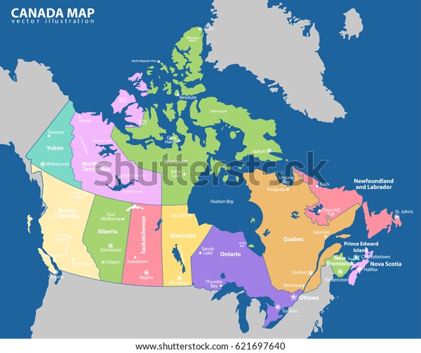 Map Provinces Territories Canada Stock Vector (Royalty Free) 621697640