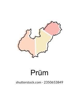 mapa de la ciudad de Prum. mapa vector del país alemán. Plantilla de diseño de ilustración de vector