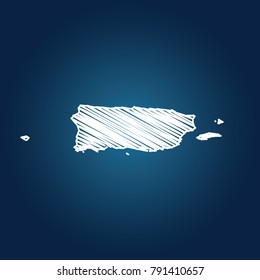 Map of puerto Rico, Drawing map on blackboard of puerto Rico. drawn on chalkboard with scribbled map of puerto Rico can be use for education. vector illustration.