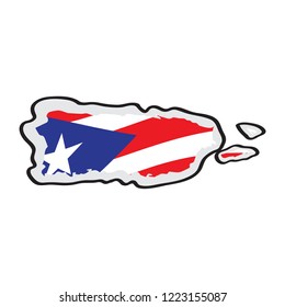 Map of Puerto Rico with its flag. Vector illustration design