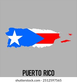 map of Puerto Rico with flag, vector illustration