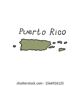 Map of Puerto Rico. Hand drawn vector illustration on a white background.
