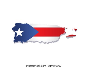 mapa de puerto rico con la imagen de la bandera nacional