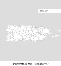 Map of Puerto Rico Island, Puerto Rico, contains geography outlines for land mass, water, major roads and minor roads.