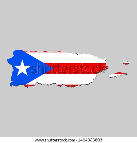 Map of Puerto Rico with national flag. Vector Illustration
