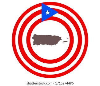 Map of Puerto Rico on background with flag