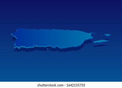 map of Puerto Rico on blue background. Vector modern isometric concept greeting Card illustration eps 10.