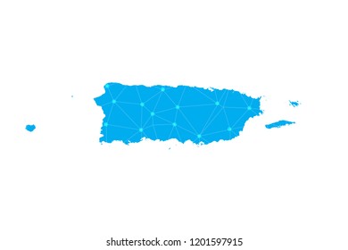 Map of Puerto Rico from Polygonal wire frame low poly mesh,Puerto Rico map Vector Illustration EPS10.