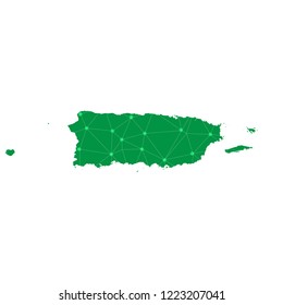 Map of Puerto Rico from Polygonal wire frame low poly mesh,Puerto Rico map Vector Illustration EPS10.