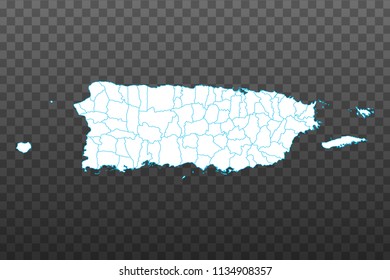 Map of Puerto Rico. Vector illustration on transparent background. Items are placed on separate layers and editable. Vector illustration eps 10.