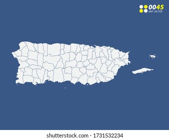 Map Of Puerto Rico Vector On Blue