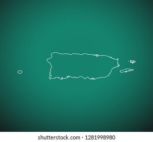 Map of Puerto Rico,Green map on dark background. Vector illustration eps 10.