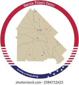 Map of Pulaski County in Georgia, USA arranged in a circle.