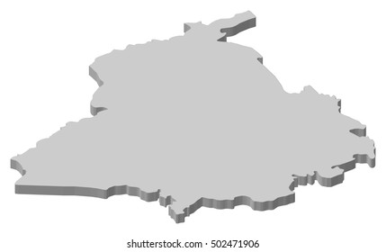 Map - Punjab (India) - 3D-Illustration