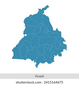 map of Punjab is a state of India with borders districts