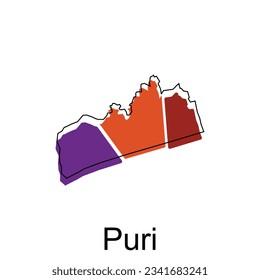 Map of Puri modern outline, High detailed vector illustration Design Template, suitable for your company