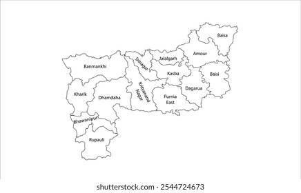 Map of Purnia District Block, Purnia District, Bihar State, Republic of India, Government of Bihar, Indian territory, Eastern India, politics, village, tourism