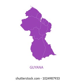 Map Purple of Guyana vecter illustration eps10.