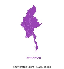 Map Purple of myanmar vecter illustration eps10.
