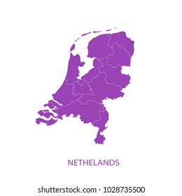 Map Purple of netherlands vecter illustration eps10.