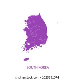 Map Purple of south Korea vector illustration eps10.