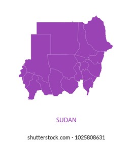 Map Purple of sudan vector illustration eps10.
