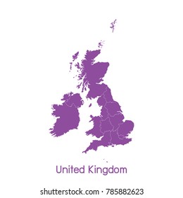 map purple of united kingdom vector illustration eps10.