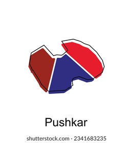 Mapa de Pushkar con un esquema moderno, Ilustración vectorial de alto nivel, adecuado para su empresa