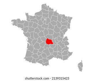 Map of Puy-de-Dome in France on white