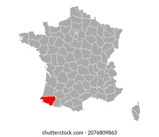 Map of Pyrenees-Atlantiques in France on white