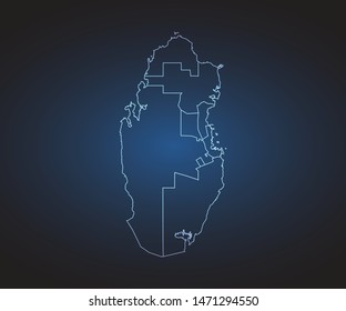 Map of Qatar - Abstract mash line and point scales on circuit dark background. symbol for your web site design map logo, app, ui,Travel. Vector illustration eps 10.