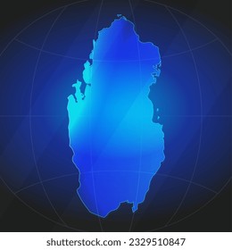 Map of Qatar in blue color. Template for website, annual report, news, infographics. Vector Illustration 