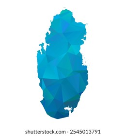 Map of Qatar - Blue Polygonal Design For Your. Vector illustration eps 10.