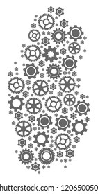 Map of Qatar composed with gray gear components. Vector abstract mosaic of map of Qatar with industry symbols. Engineering flat design for industry purposes.