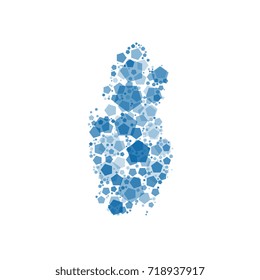 map of qatar filled with pentagons of different sizes and degrees of transparency