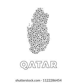 map of qatar filled with soccer balls