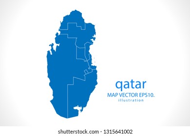 Map of qatar - High detailed blue map on white background. Abstract design vector illustration eps 10. - เวกเตอร์