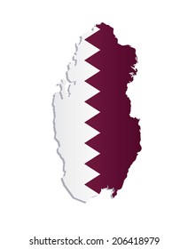 map of qatar with the image of the national flag