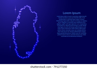 Map Qatar from luminous blue star space points on the contour for banner, poster, greeting card, of vector illustration.